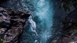 Preview wallpaper rocks, sea, foam, aerial view, stones