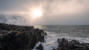 Preview wallpaper rocks, sea, foam, landscape