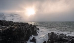Preview wallpaper rocks, sea, foam, landscape