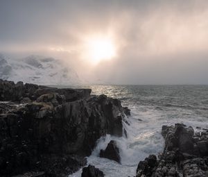 Preview wallpaper rocks, sea, foam, landscape