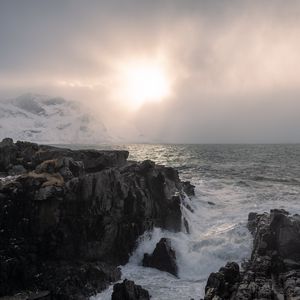 Preview wallpaper rocks, sea, foam, landscape