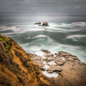 Preview wallpaper rocks, sea, fog, nature