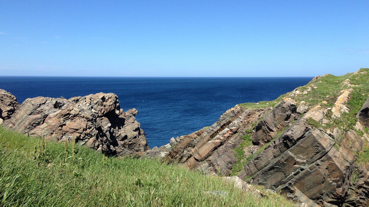 Wallpaper rocks, sea, grass, landscape, nature hd, picture, image