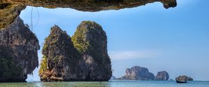 Preview wallpaper rocks, sea, grass, view, nature