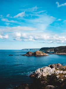 Preview wallpaper rocks, sea, horizon, clouds, sky