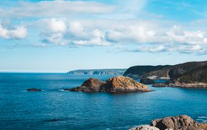 Preview wallpaper rocks, sea, horizon, clouds, sky