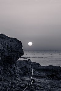 Preview wallpaper rocks, sea, moon, bw