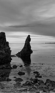 Preview wallpaper rocks, sea, nature, black and white