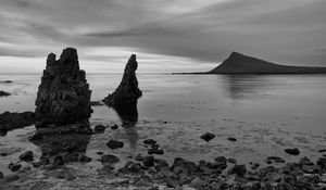 Preview wallpaper rocks, sea, nature, black and white