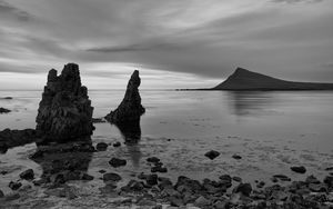 Preview wallpaper rocks, sea, nature, black and white
