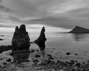Preview wallpaper rocks, sea, nature, black and white