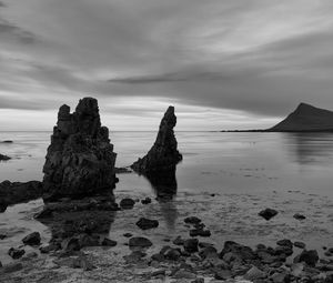 Preview wallpaper rocks, sea, nature, black and white