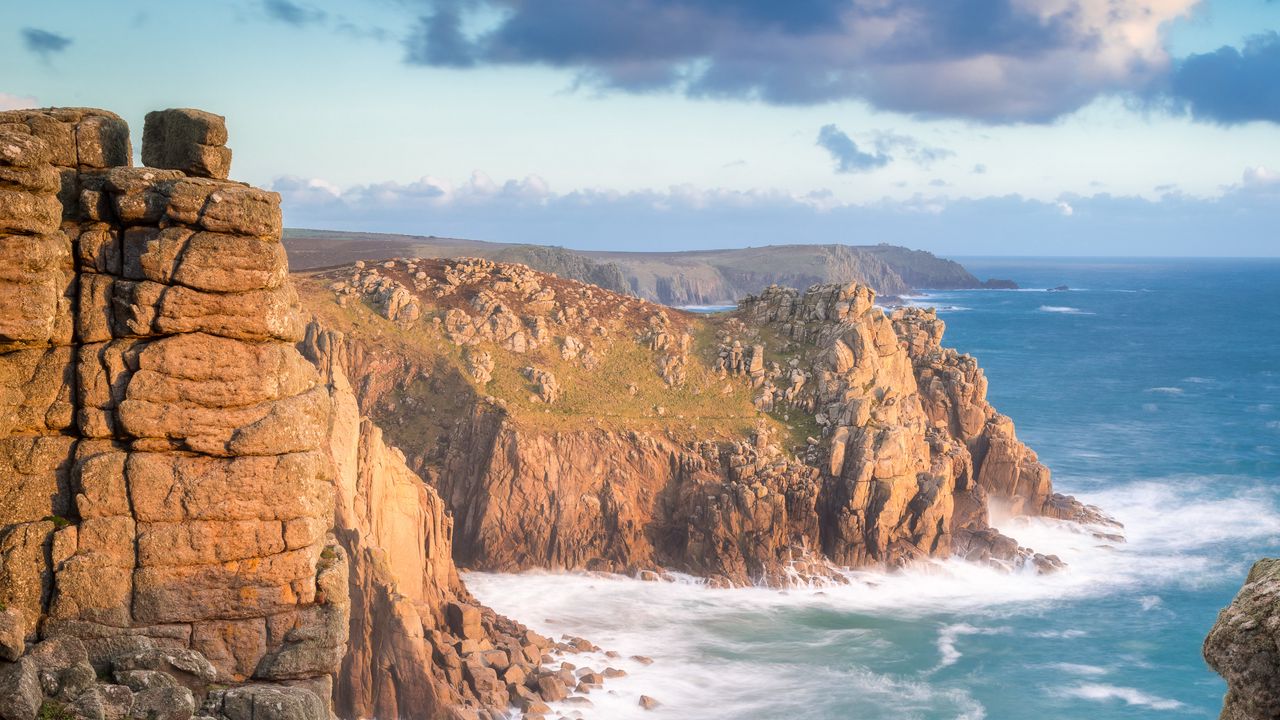 Wallpaper rocks, sea, slope, sky