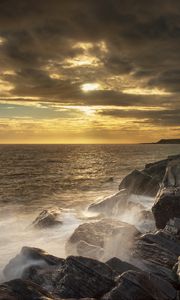 Preview wallpaper rocks, sea, splashes, nature