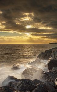 Preview wallpaper rocks, sea, splashes, nature