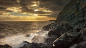 Preview wallpaper rocks, sea, splashes, nature