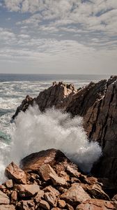 Preview wallpaper rocks, sea, splashes, waves