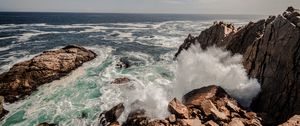 Preview wallpaper rocks, sea, splashes, waves