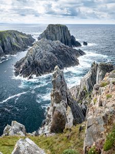 Preview wallpaper rocks, sea, stones, foam, waves, landscape