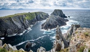 Preview wallpaper rocks, sea, stones, foam, waves, landscape