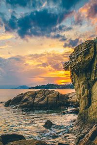 Preview wallpaper rocks, sea, stones, sunset