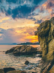 Preview wallpaper rocks, sea, stones, sunset