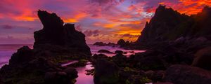 Preview wallpaper rocks, sea, sunset