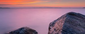 Preview wallpaper rocks, sea, sunset, sky, horizon, evening