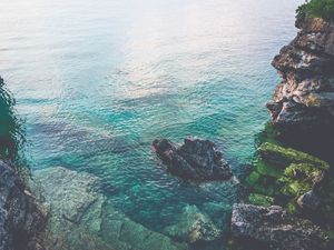 Preview wallpaper rocks, sea, tobermory, ontario, canada