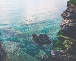 Preview wallpaper rocks, sea, tobermory, ontario, canada