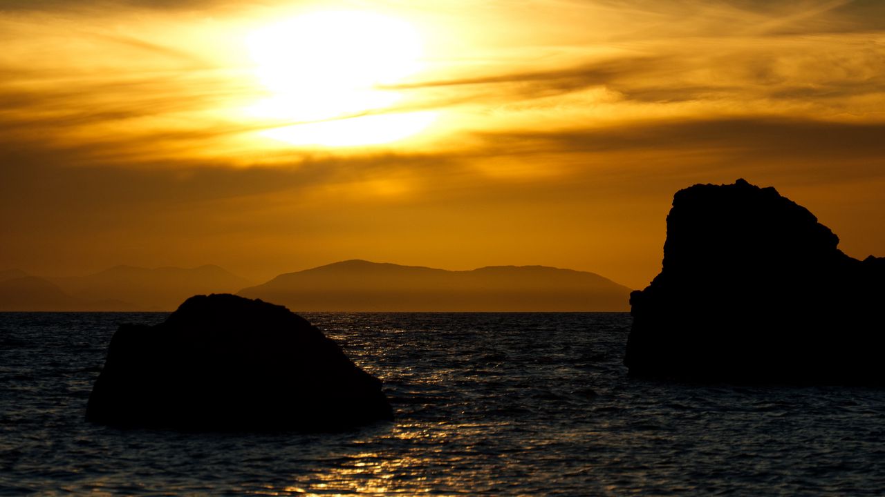 Wallpaper rocks, sea, twilight, nature