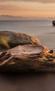 Preview wallpaper rocks, sea, water, twilight, landscape