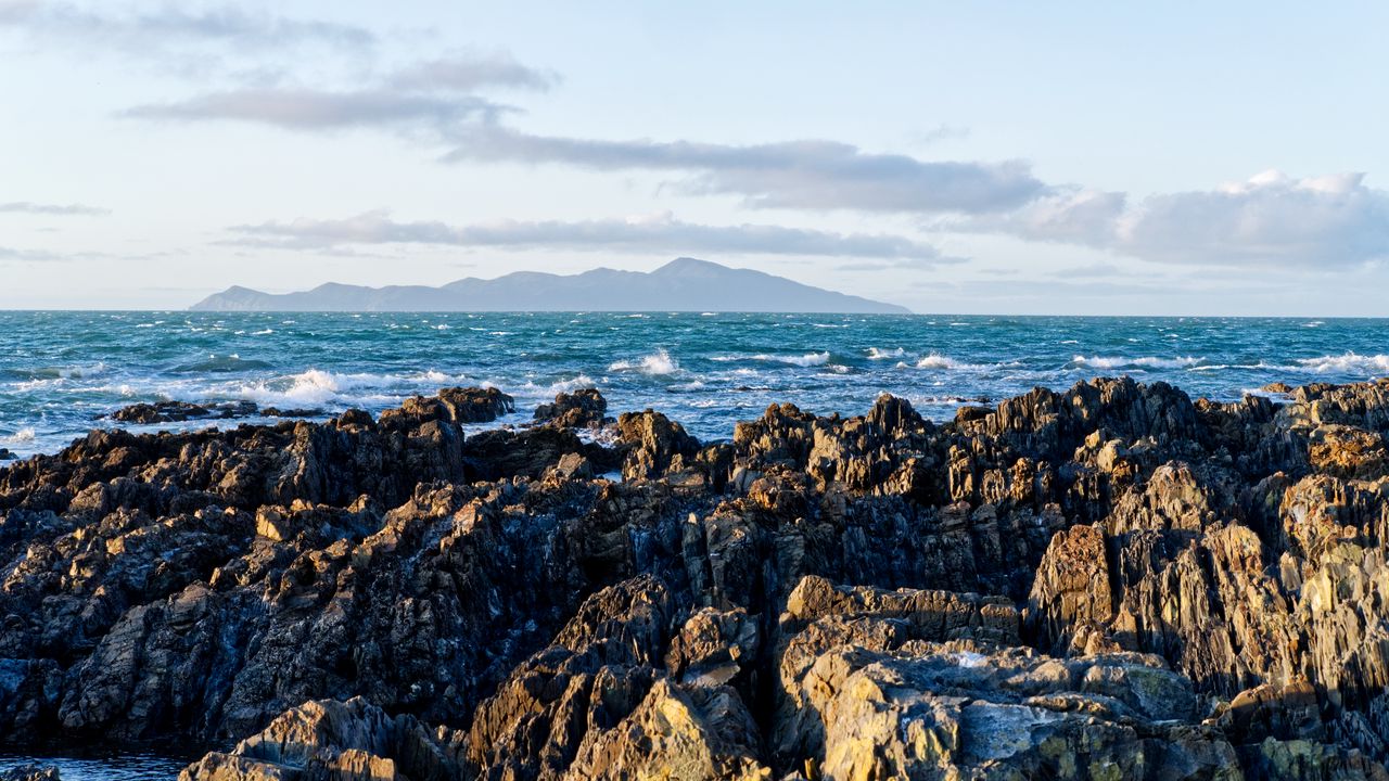 Wallpaper rocks, sea, waves, water, nature, landscape
