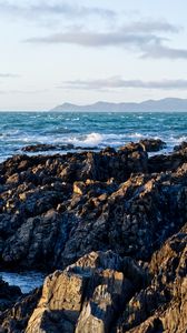 Preview wallpaper rocks, sea, waves, water, nature, landscape