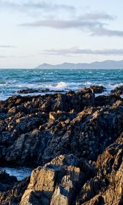 Preview wallpaper rocks, sea, waves, water, nature, landscape