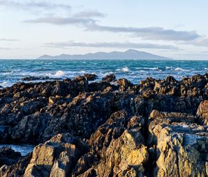 Preview wallpaper rocks, sea, waves, water, nature, landscape
