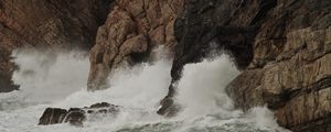 Preview wallpaper rocks, sea, waves, splashes, nature