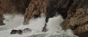 Preview wallpaper rocks, sea, waves, splashes, nature