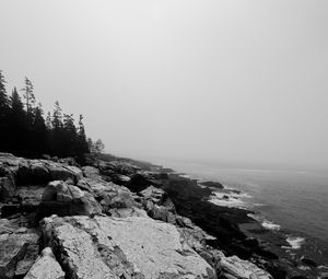 Preview wallpaper rocks, shore, cliff, bw