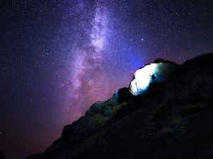 Preview wallpaper rocks, silhouette, space, starry sky