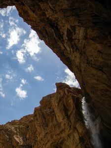 Preview wallpaper rocks, sky, waterfall, nature