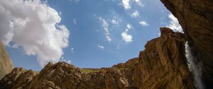 Preview wallpaper rocks, sky, waterfall, nature