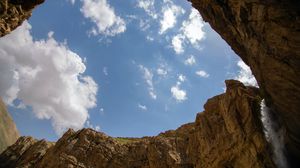 Preview wallpaper rocks, sky, waterfall, nature