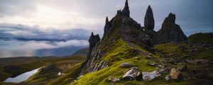 Preview wallpaper rocks, slope, grass, stones, valley