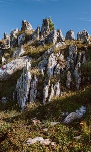 Preview wallpaper rocks, slope, grass, nature, mountain