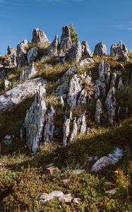 Preview wallpaper rocks, slope, grass, nature, mountain