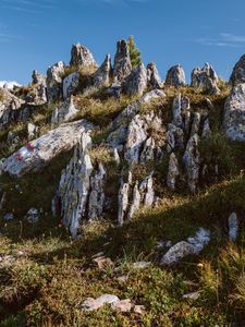 Preview wallpaper rocks, slope, grass, nature, mountain