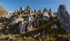 Preview wallpaper rocks, slope, grass, nature, mountain