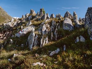 Preview wallpaper rocks, slope, grass, nature, mountain