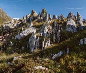 Preview wallpaper rocks, slope, grass, nature, mountain